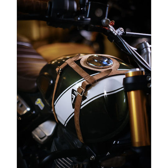 Tripmachine Leather Tank Straps Motorcycle Triumph Scrambler 400 Speed 400 Speed T4 Brown Tank Straps Tobacco