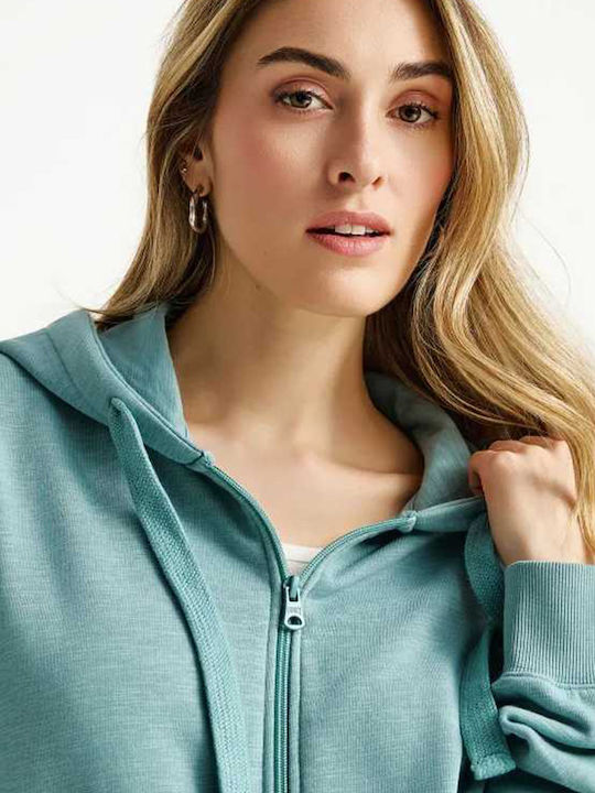 Women's Sweatshirt Cardigan Mineral Blue