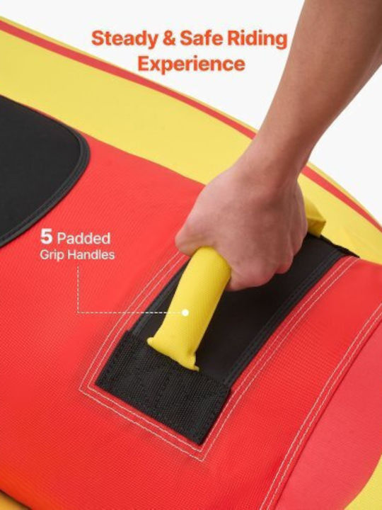 Vevor Towable Tubes Boating 5 Riders Inflatable Boat Tubes Towables 385 Kg Capacity Water Sport Tube Boat To Pull Full Nylon Cover Padded Grip Handles & Safety Valve