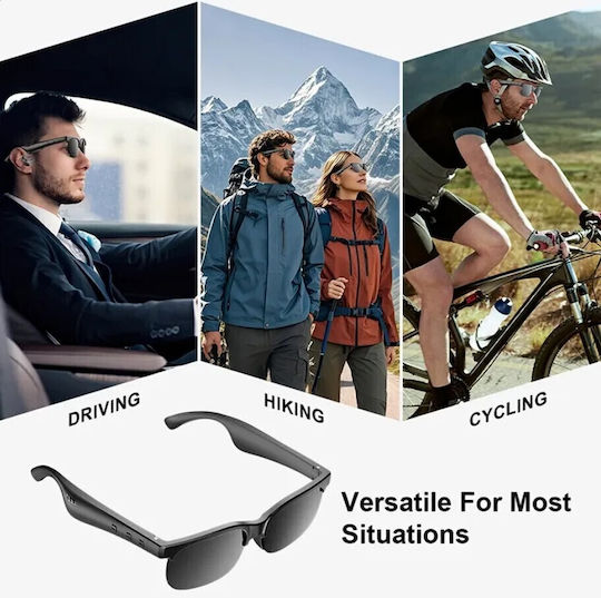 Cycling Glasses Mlk+ Yj02 Smart Bluetooth YJ02-Black with Black Frame and Dark Lenses