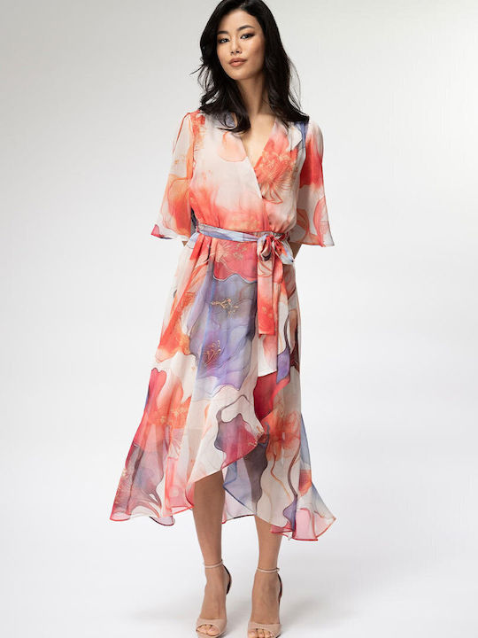 Mandy Rochie Midi De Seară Drapată Wrap-Around Roșie