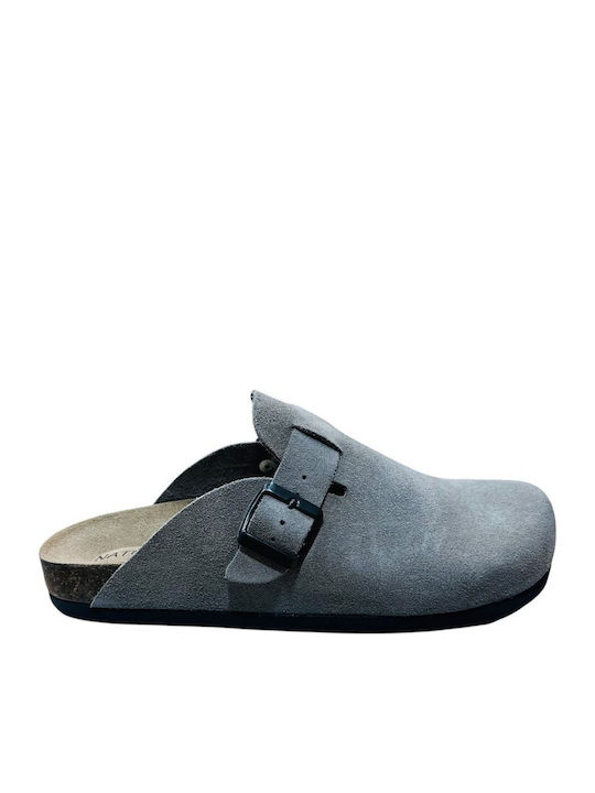 Leder Herren Hausschuhe Grau