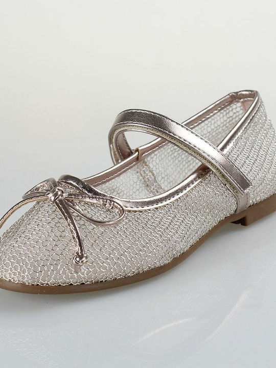 Kids Ballerinas with Hoop & Loop Closure Gold