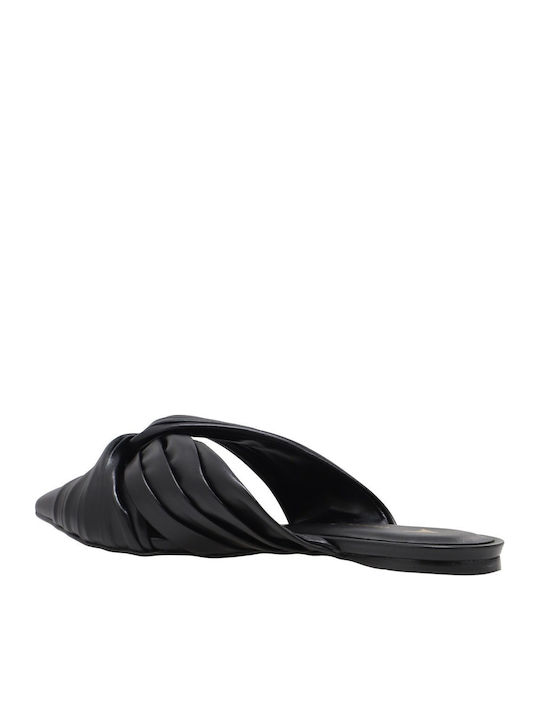 Flat Δερμάτινα Mules σε Μαύρο Χρώμα