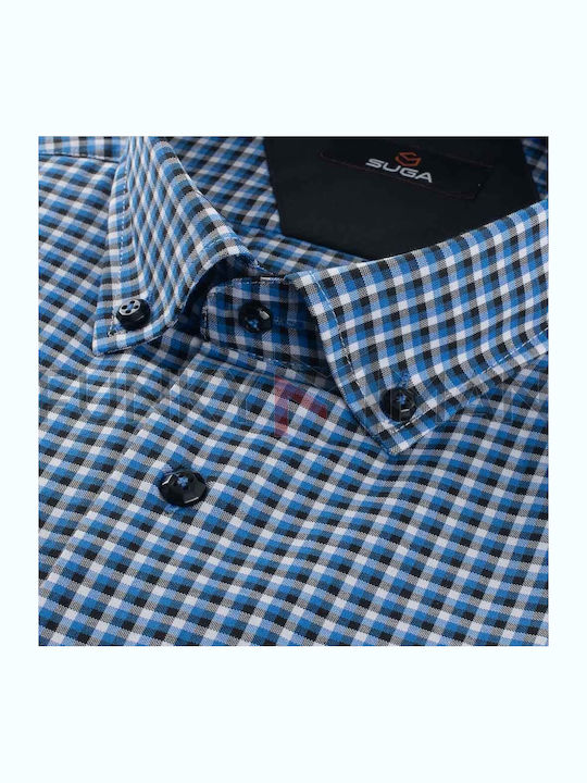 Long Sleeve Shirt Regular Fit Checked Blue