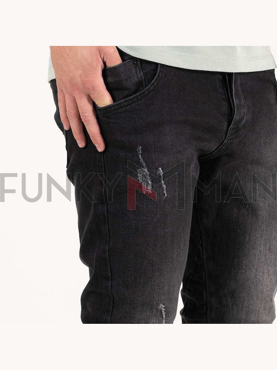 Ανδρικό Παντελόνι Τζιν Ελαστικό με Skinny Εφαρμογή Μαύρο