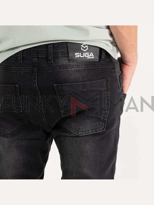Ανδρικό Παντελόνι Τζιν Ελαστικό με Skinny Εφαρμογή Μαύρο