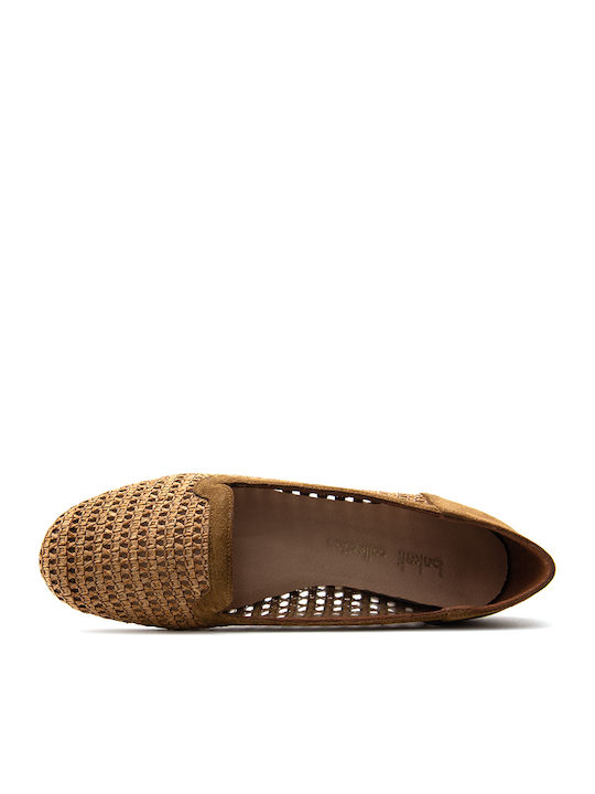 Leather Women's Moccasins in Tabac Brown Colour