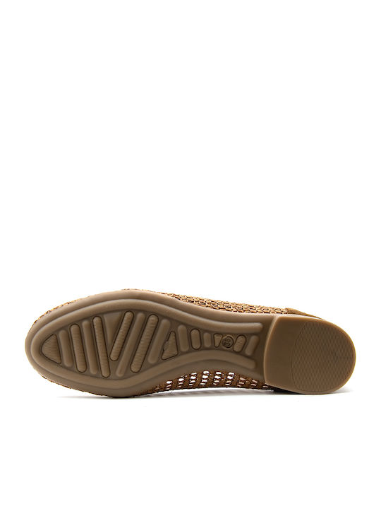Leather Women's Moccasins in Tabac Brown Colour