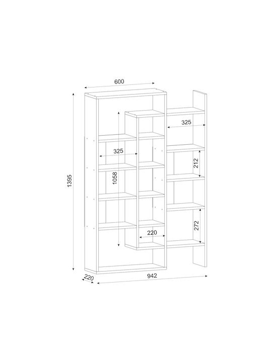Етажерка Бяло-Кафява 94.2x22x139.5см