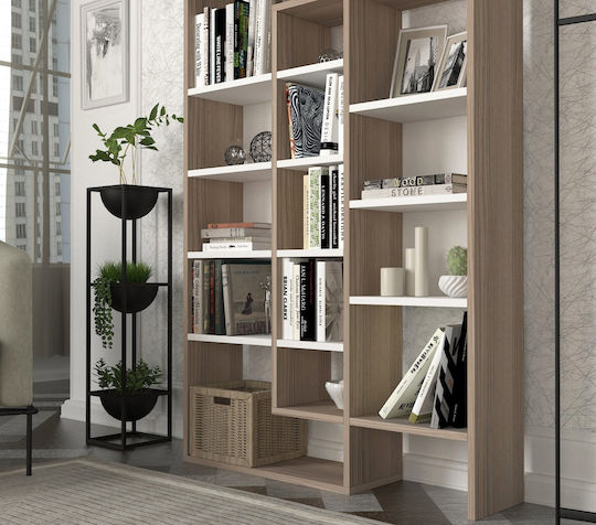 Geo Space Bookcase White-Brown 94.2x22x139.5 cm