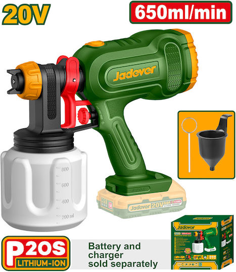 Jadever Electric Paint Spray Gun 20V with 0.8lt Container