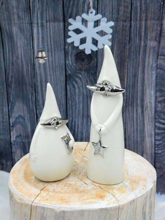 Decorative White Ceramic Christmas Santa 16x8x6cm