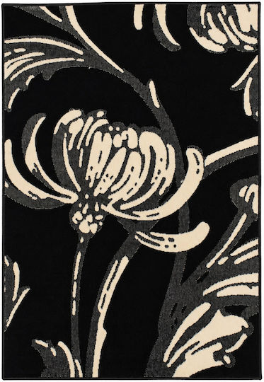 Frieze Floral Rug Rectangular Black Cream 120x170cm