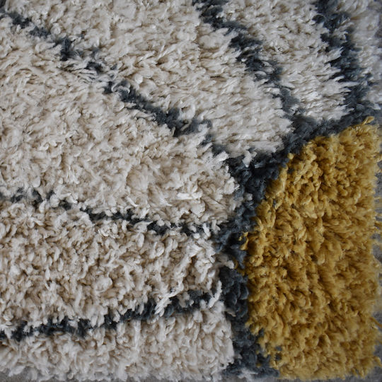 Noelia Geometric Living Room Rug Rectangular Shaggy Cream-Multi 130x180cm