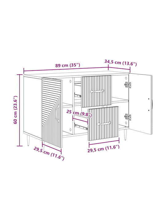 Буфет Дървен с Чекмеджета Дъб 89x34.5x60см