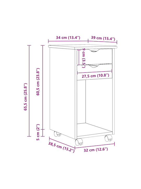 vidaXL Holzsideboard mit Schubladen Weiß 34x39x65.5cm