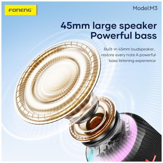 Foneng M3 Ηχείο Bluetooth 10W με Διάρκεια Μπαταρίας έως 4 ώρες Μαύρο