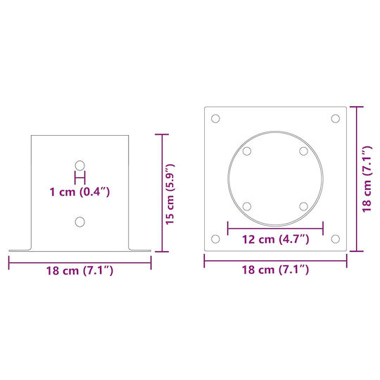 vidaXL Post Support for Garden Fence Made of Metal 18x18x15cm 12 Pieces