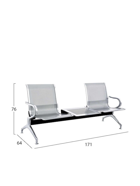 Scaun de Așteptare cu Două Locuri cu Brațe în Culoare Gri 171x64x76cm Scaun de Așteptare cu Două Locuri cu Brațe în Culoare Gri 171x64x76cm