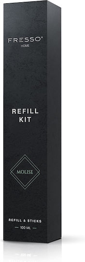 Fresso Κιτ Αναπλήρωσης Άρωμα Molise 100 Ml Premium Home Refill Kit 6 Μαύρα Στικ Fiberglass Αρωματικό Χώρου Reed Diffuser 1 Τεμ 390044/fre Fresso 5905979390044