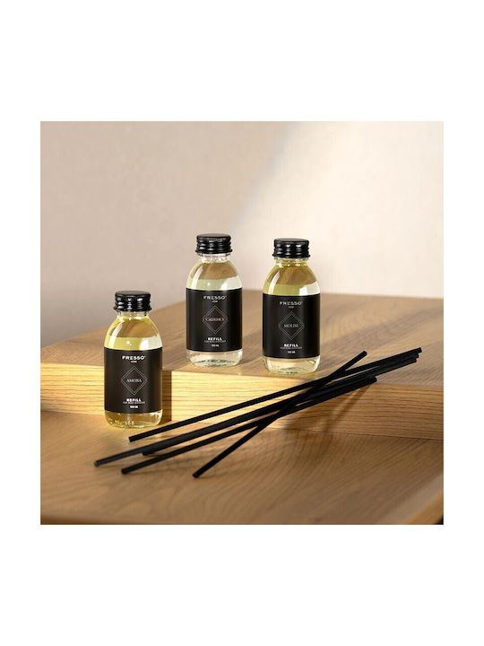 Fresso Amora Perfume Refill Kit 100 Ml Premium Home Fragrance 6 Black Fiberglass Sticks Reed Disseminator 1 Piece 390051/fre Fresso 5905979390051