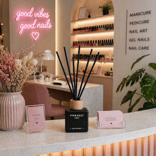 Fresso Αρωματικό Χώρου Στικ Amora 100 Ml Premium Home Reed Diffuser Flowscent Μαύρο Γυάλινο Μπουκάλι Μαύρα Στικ Fiberglass 1 Τεμ 390013/fre Fresso 5905979390013