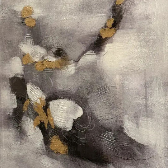 Wall Painting Obraz Granite 105‑9774 80x80 Minimal Wall Art White Grey Black Gold