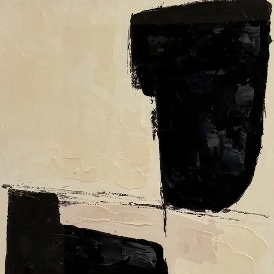 COSMOLight Obraz Coal 105‑9828 60x80 Minimal Wandkunst Weiß Schwarz Beige