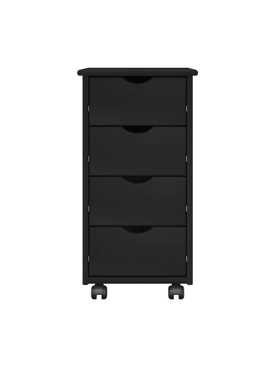 Office Drawer from Solid Wood Black 34x39x65.5cm