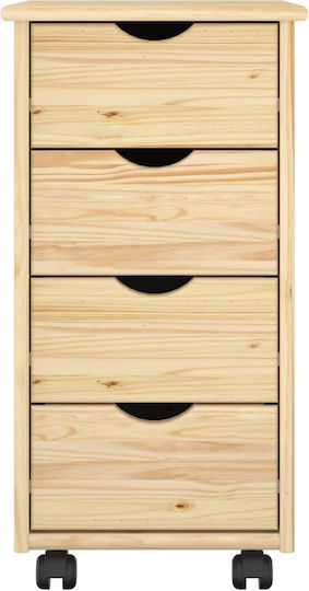 Office Storage Drawer from Solid Wood with Wheels Brown 65.5x34x39cm