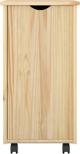 Office Storage Drawer from Solid Wood with Brown Wheels 34x39x65.5cm