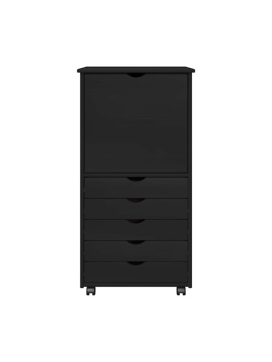 Büroaufbewahrungsschublade aus Massivholz Schwarz 53x39x103cm