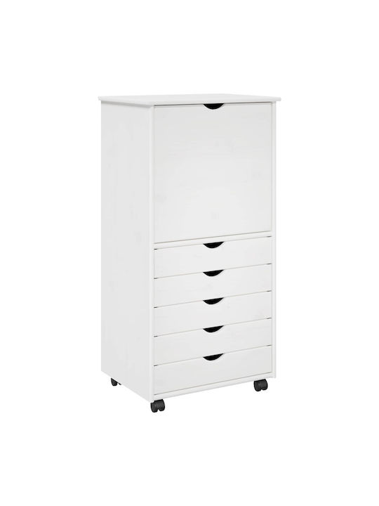 Büroaufbewahrungsschublade aus Massivholz Weiß 53x39x103cm