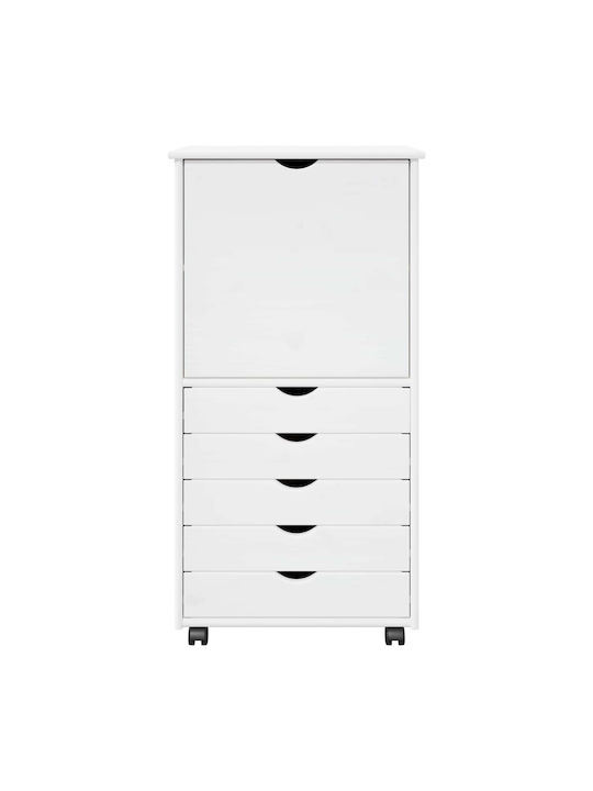 Büroaufbewahrungsschublade aus Massivholz Weiß 53x39x103cm