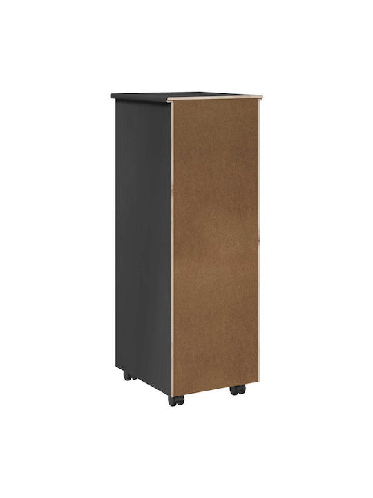 Office Drawer Made of Solid Wood with Wheels & Gray Drawers 34x39x93.5cm