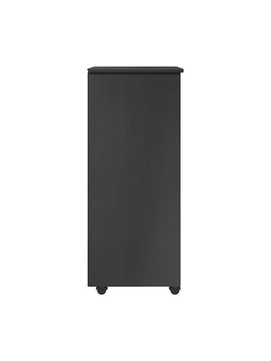Office Drawer Made of Solid Wood with Wheels & Gray Drawers 34x39x93.5cm