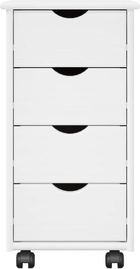 Office Drawer Made of Solid Wood with Wheels White 34x39x65.5cm