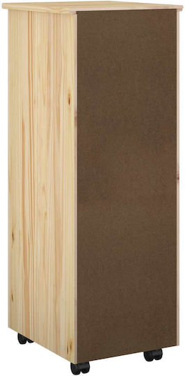 Office Storage Drawer from Solid Wood with Brown Wheels 34x39x93.5cm