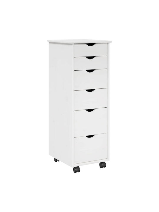 Office Drawer Made of Solid Wood with Wheels & Drawers White 34x39x93.5cm