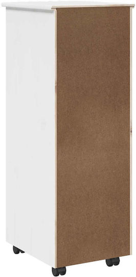 Office Drawer Made of Solid Wood with Wheels White 34x39x93.5cm