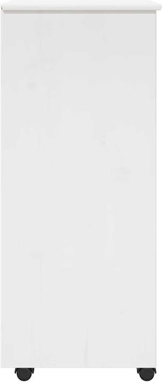 Office Drawer Made of Solid Wood with Wheels White 34x39x93.5cm