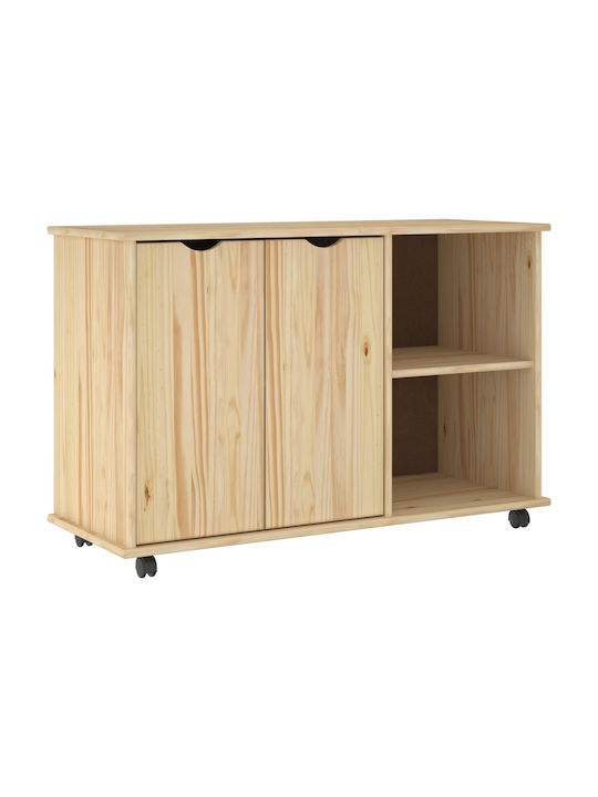 Sertar De Birou Din Lemn Masiv Cu Roți Maro 100x39x65.5cm