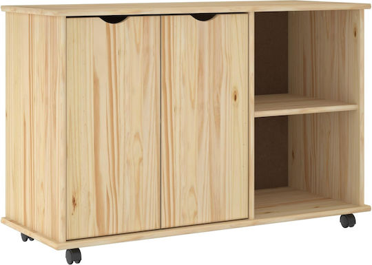 Sertar De Birou Din Lemn Masiv Cu Roți Maro 100x39x65.5cm