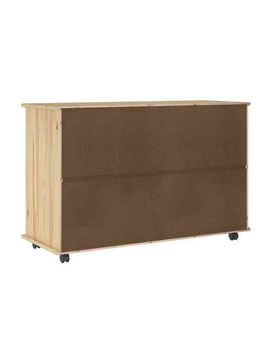 Sertar De Birou Din Lemn Masiv Cu Roți Maro 100x39x65.5cm