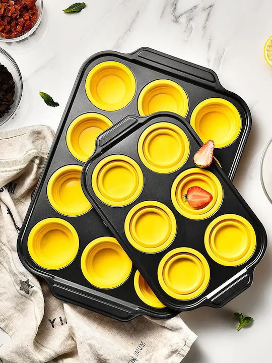 Metal Muffin Bakeware Tin 6 Silicone Cups