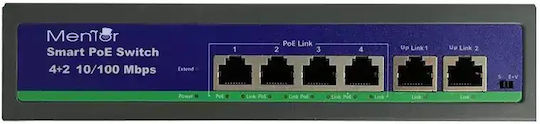 Switch 4+2 Poe Wireless Rj45 78w 10/100mbps 220v Mentor Sy083 Sisteme Interfon