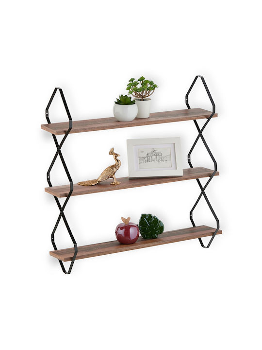 Wall Shelf Brown/Black 60x60x18.5cm