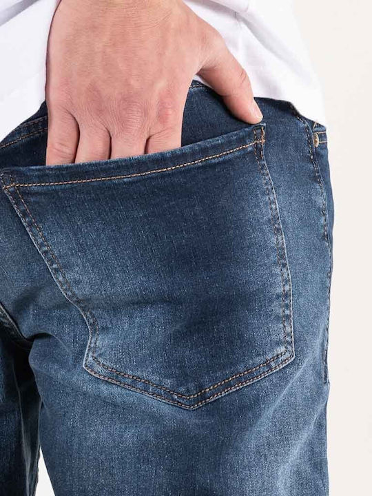 Ανδρικό Παντελόνι Τζιν Ελαστικό με Slim Εφαρμογή Navy Μπλε