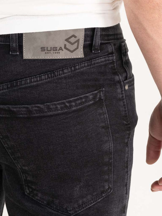 Ανδρικό Παντελόνι Τζιν Ελαστικό με Slim Εφαρμογή Μαύρο